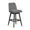 Armen Living Amalie Swivel Bar Stool in Gray Oak Wood Finish with Gray Boucle Fabric 840254332027 - alternate 1